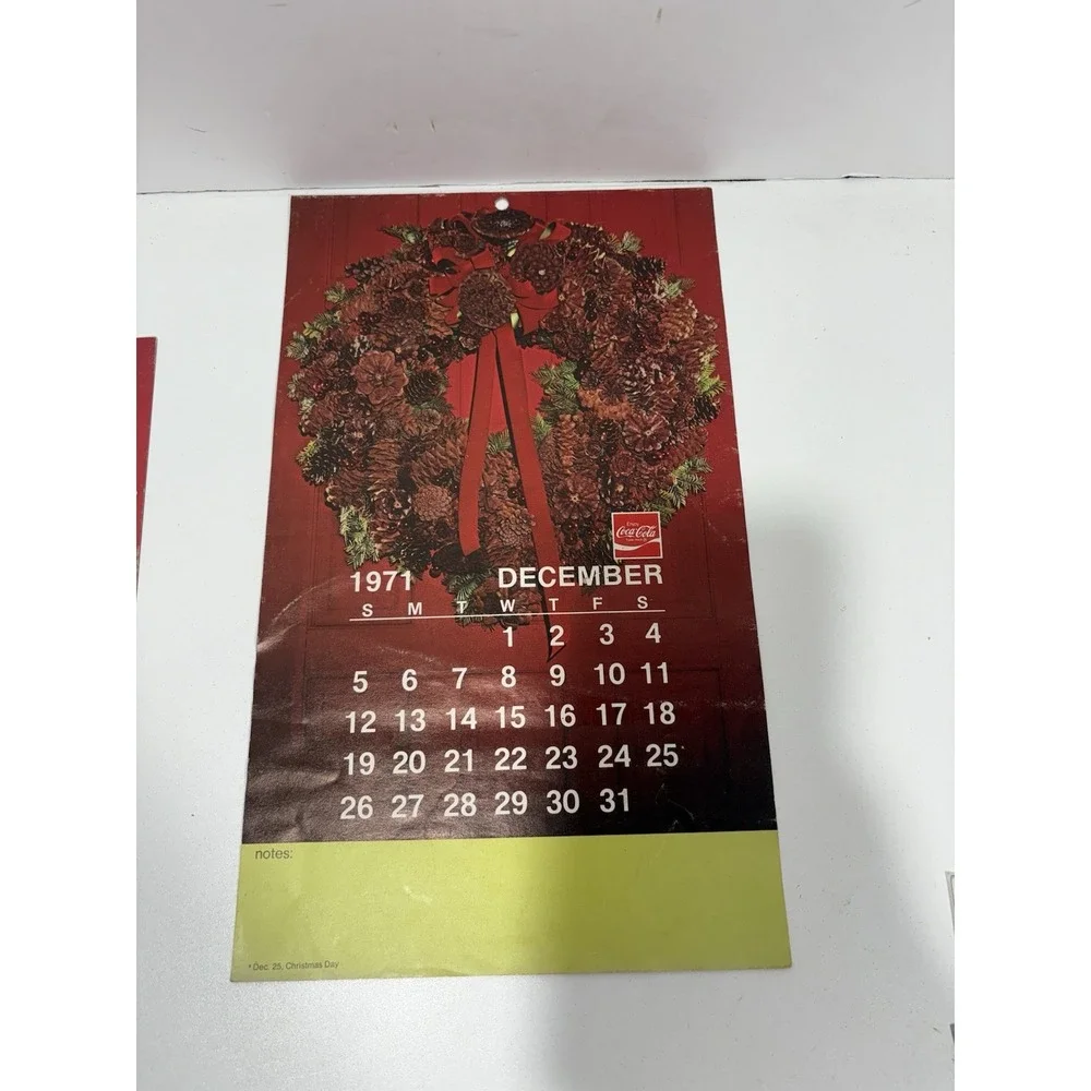 COKE ADVERTISING 1972 CALENDAR LARGE VTG COCA COLA XMAS SEASONS RARE ART RETRO
